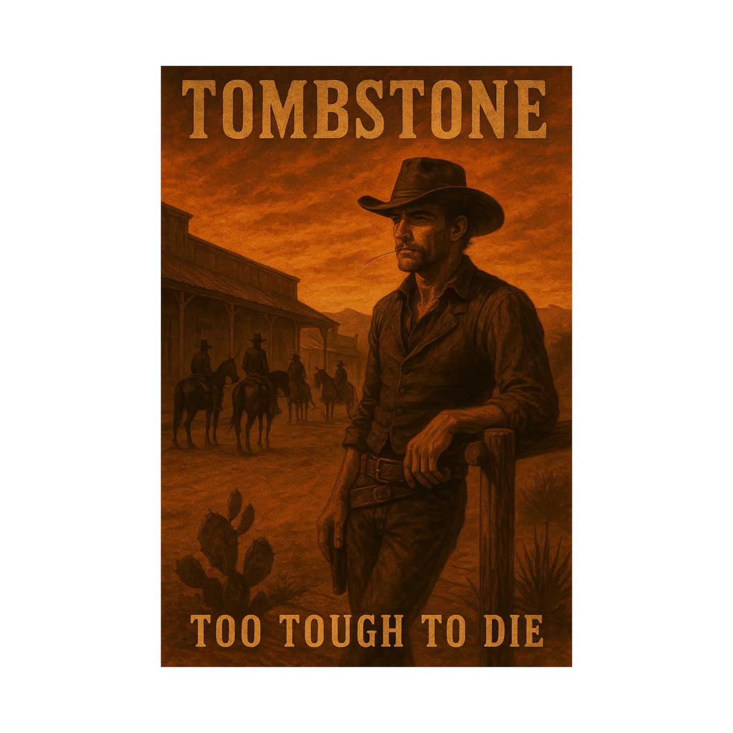 Historic Tombstone Arizona in Gritty Orange - Vertical Poster