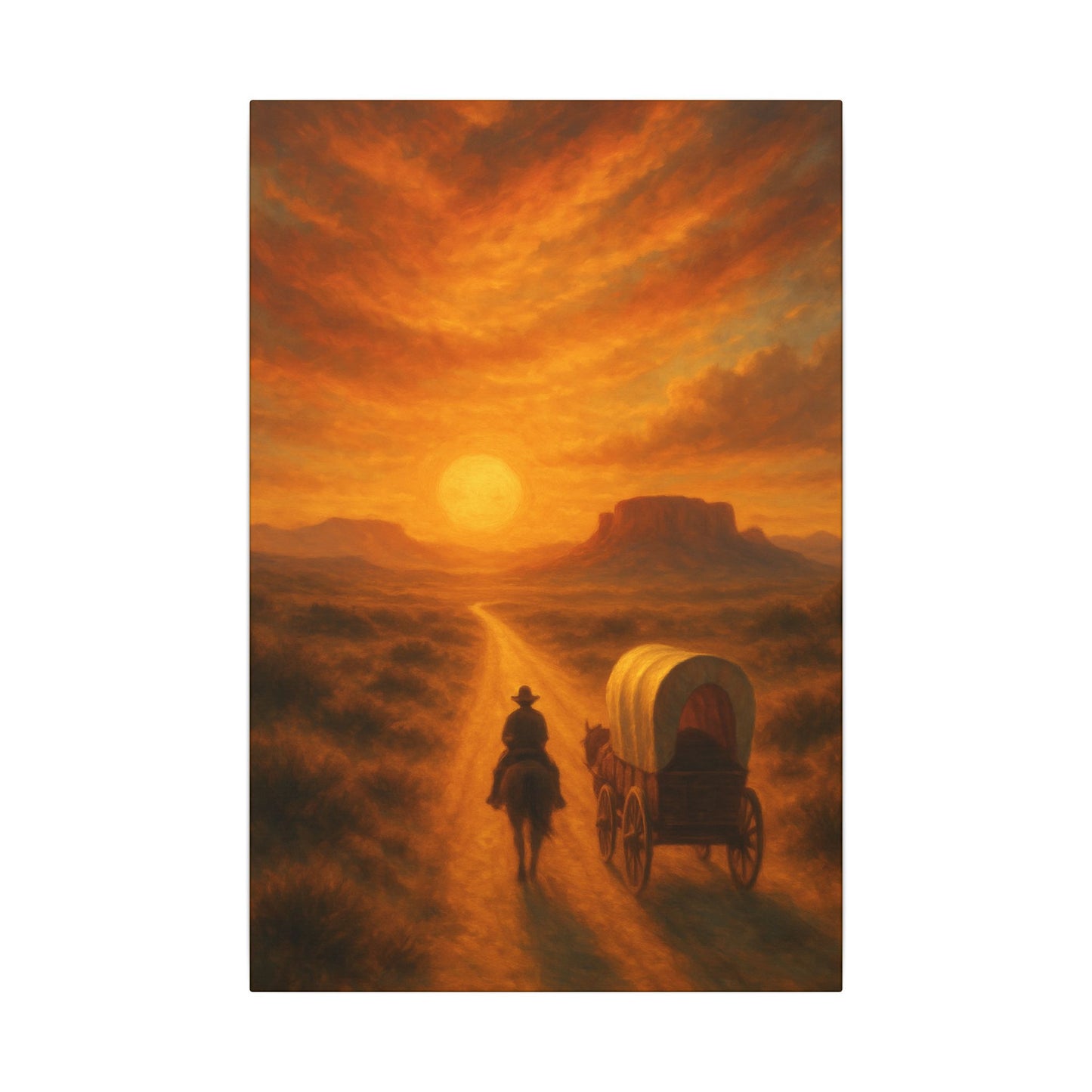 Cowboy Headed West - Canvas Wall Art Vertical Print