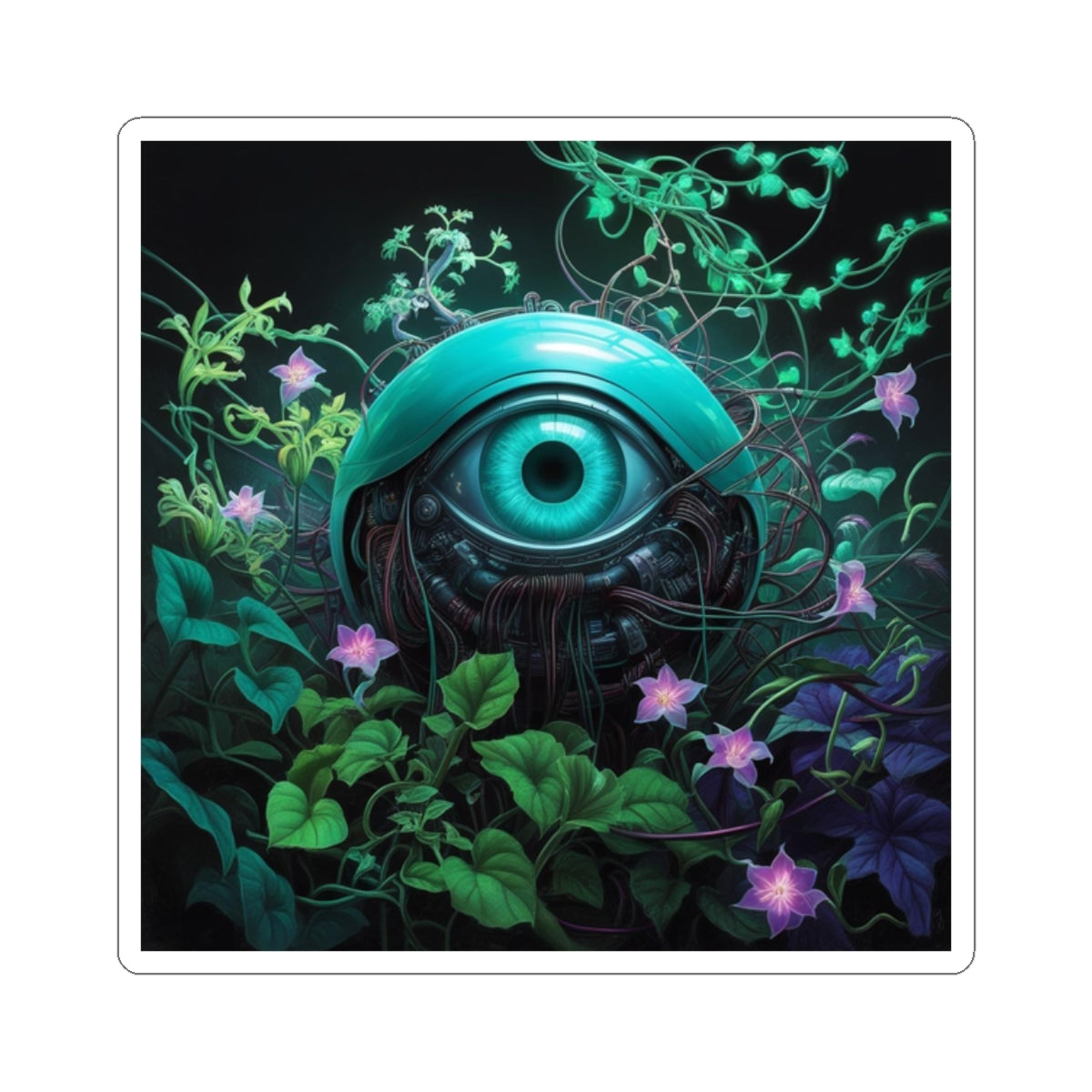 Botanical Robotic Eye Square Sticker