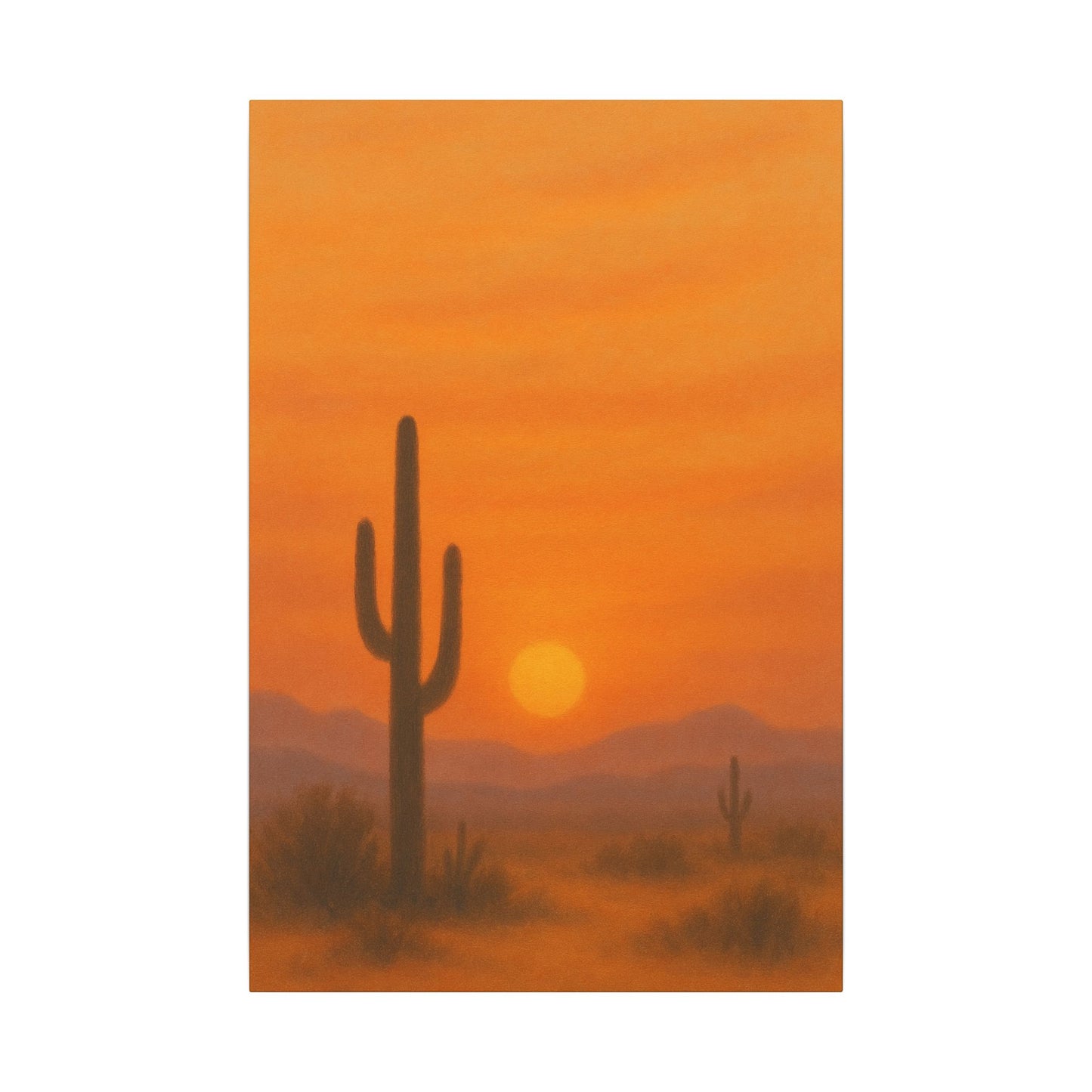 Warm Orange Minimalist Arizona Sunset - Vertical Canvas Print