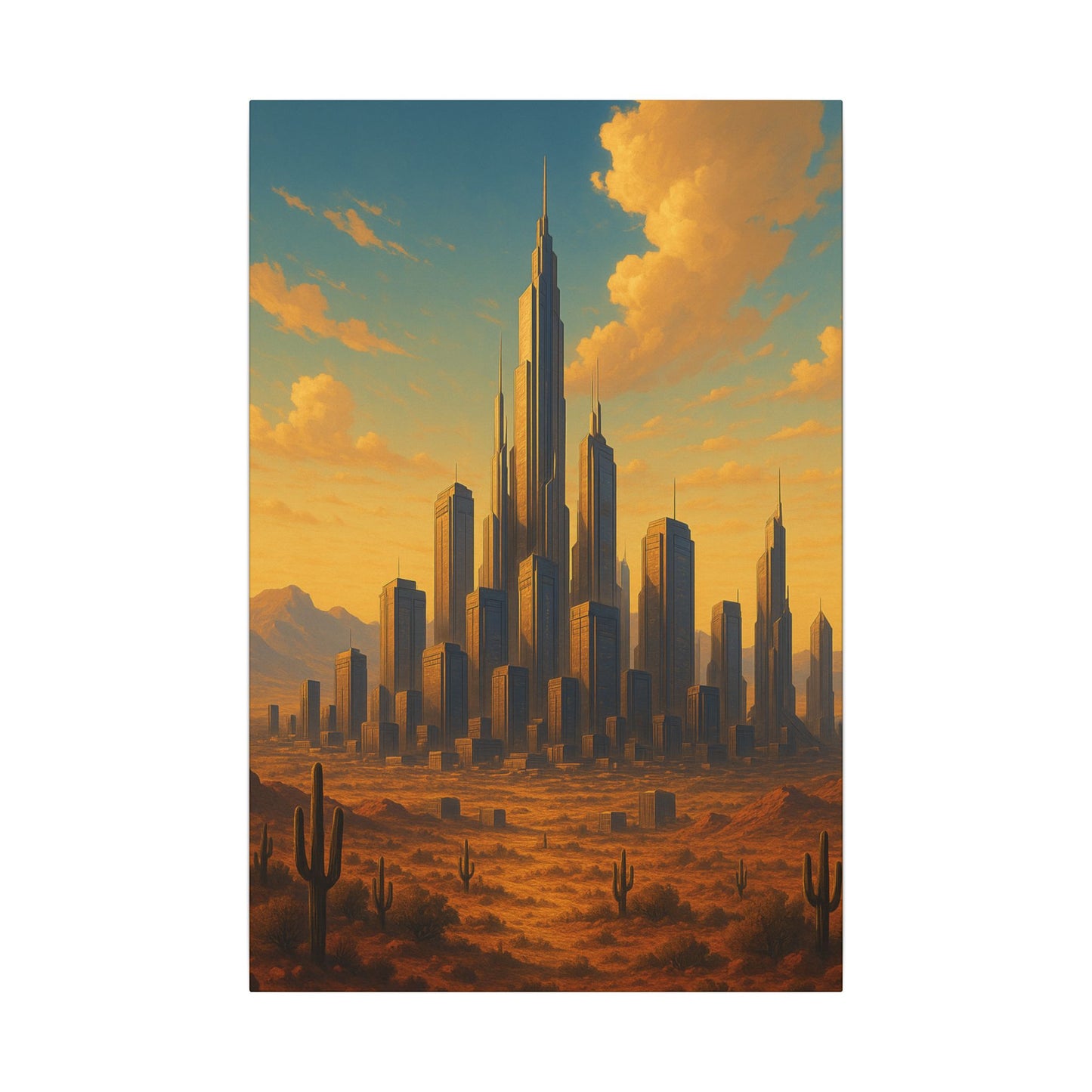 Glorious Futuristic Arizona Cityscape - Vertical Canvas Print