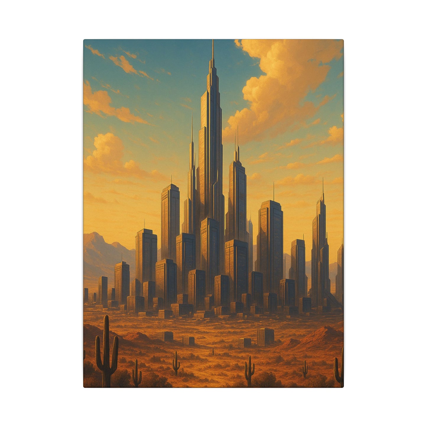 Glorious Futuristic Arizona Cityscape - Vertical Canvas Print