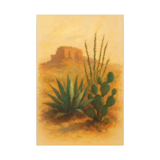Green Plants In Calm Desert - Canvas Wall Art