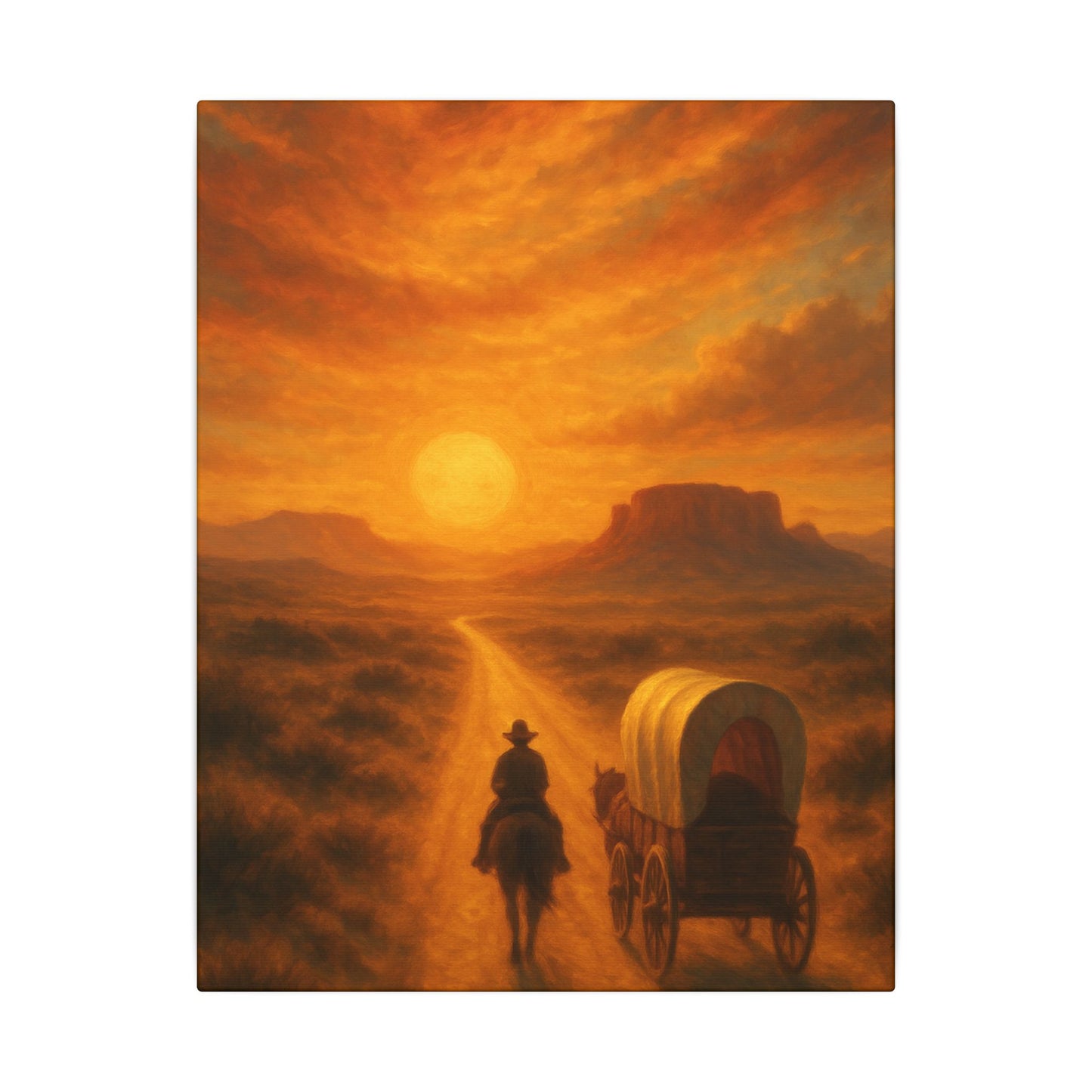Cowboy Headed West - Canvas Wall Art Vertical Print
