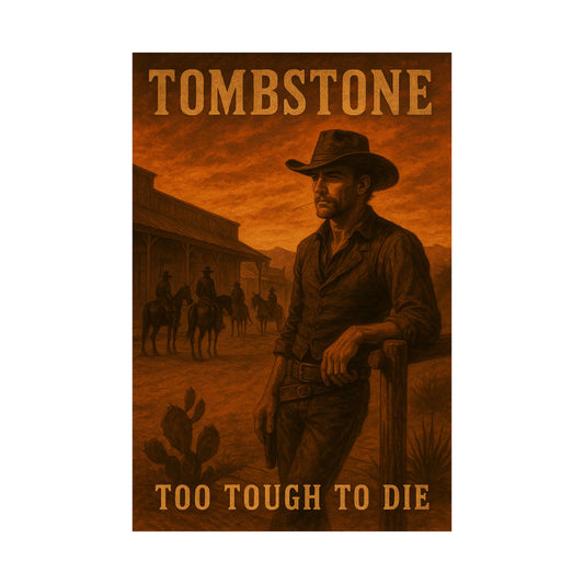 Historic Tombstone Arizona in Gritty Orange - Vertical Poster