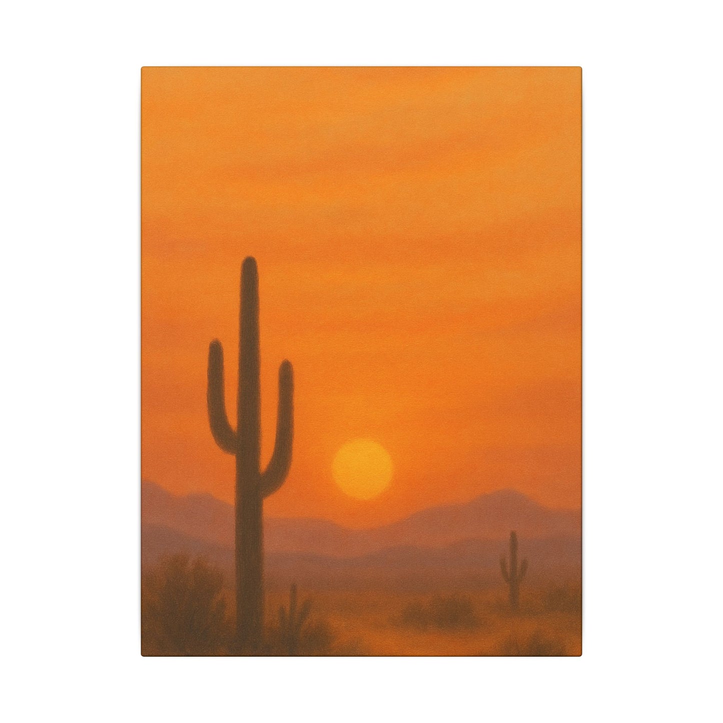 Warm Orange Minimalist Arizona Sunset - Vertical Canvas Print
