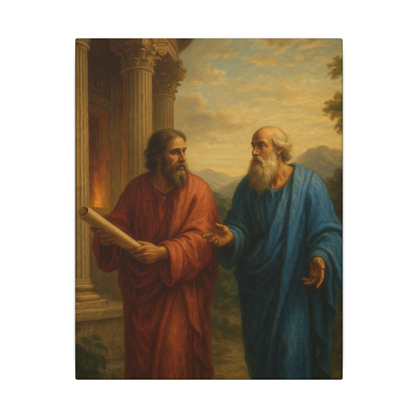 Two Philosophers In Discussion - Vertical Canvas Print