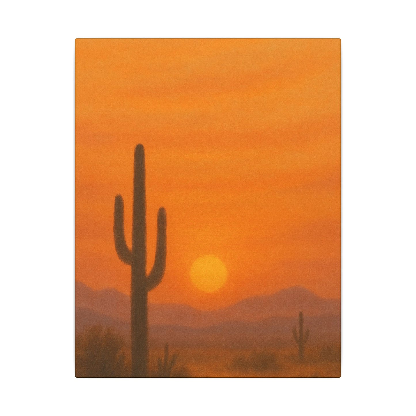 Warm Orange Minimalist Arizona Sunset - Vertical Canvas Print